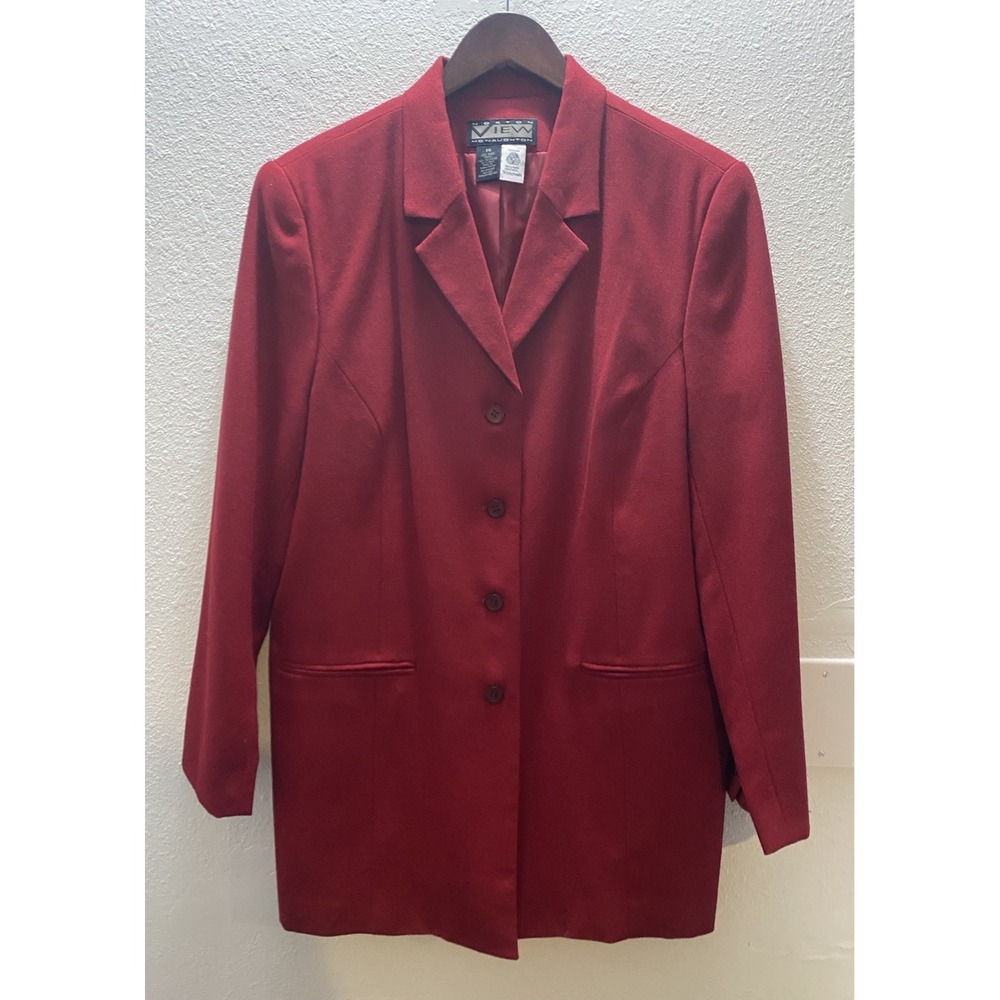 VINTAGE 100% Pure Wool Red Blazer Women's 14 Norton McNaughton Jacket‎